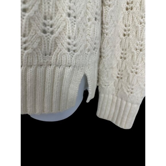 Madewell Pointelle Stitch Mix Mock Neck Long Sleeve Sweater Size M - Picture 3 of 10